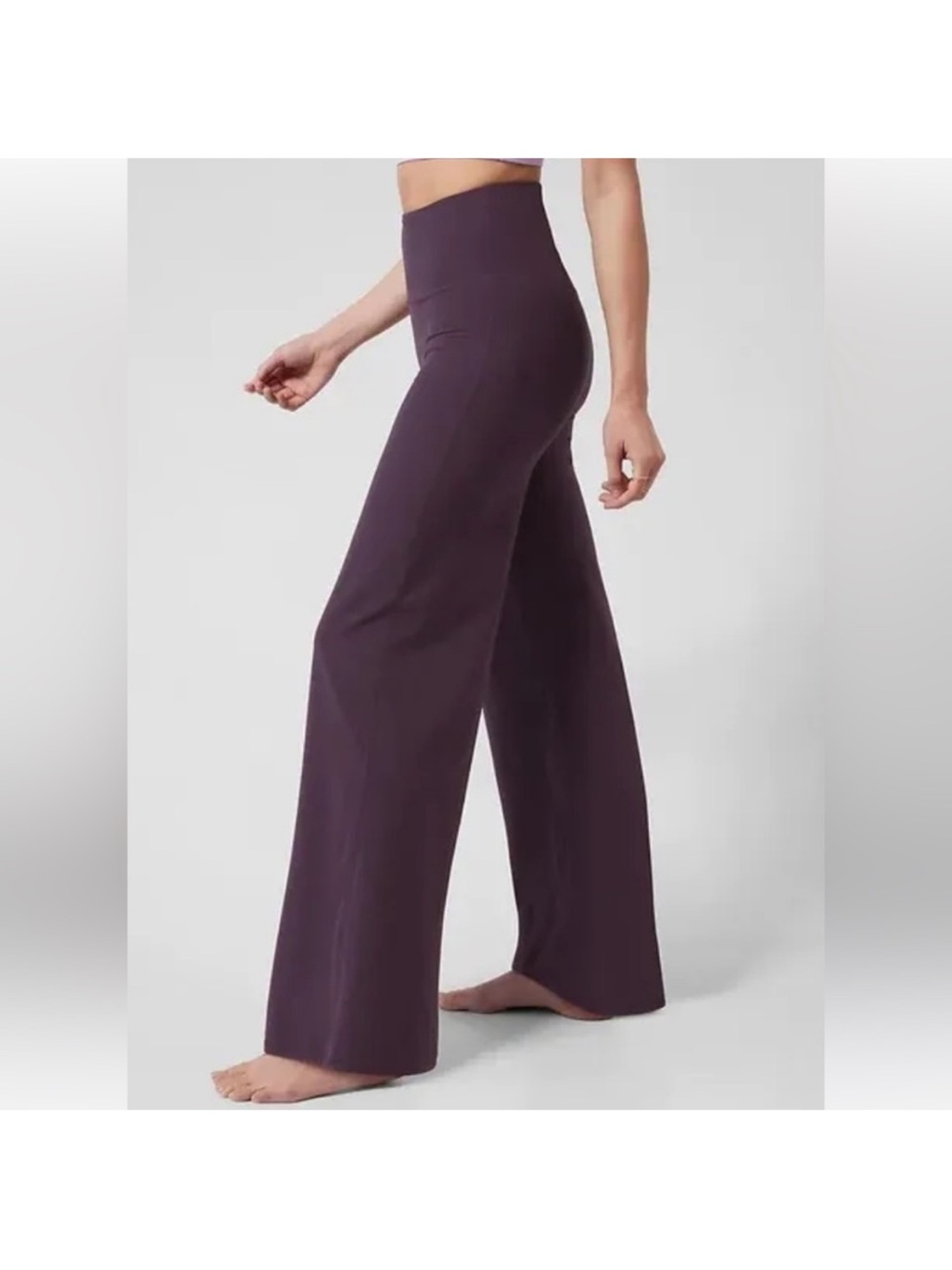 Athleta Elation Wide Leg Pants Large Purple Athletic Yoga High Waisted